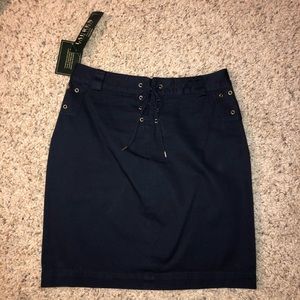 NWT Ralph Lauren Navy Skirt with Gold Detail